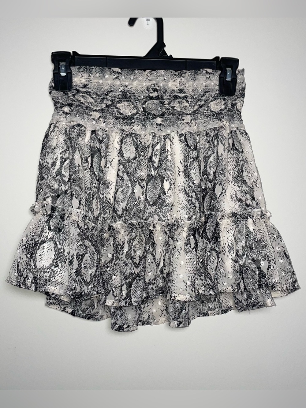 Altar’d State XS Snakeskin Pattern Shimmer Layered Elastic Waist Lined Skirt